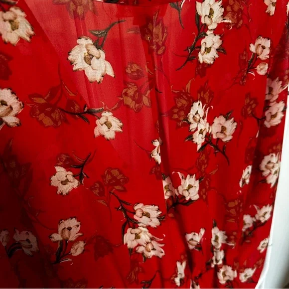 Indigo Rose Flowy Red Wrap Dress - Picture 8 of 9